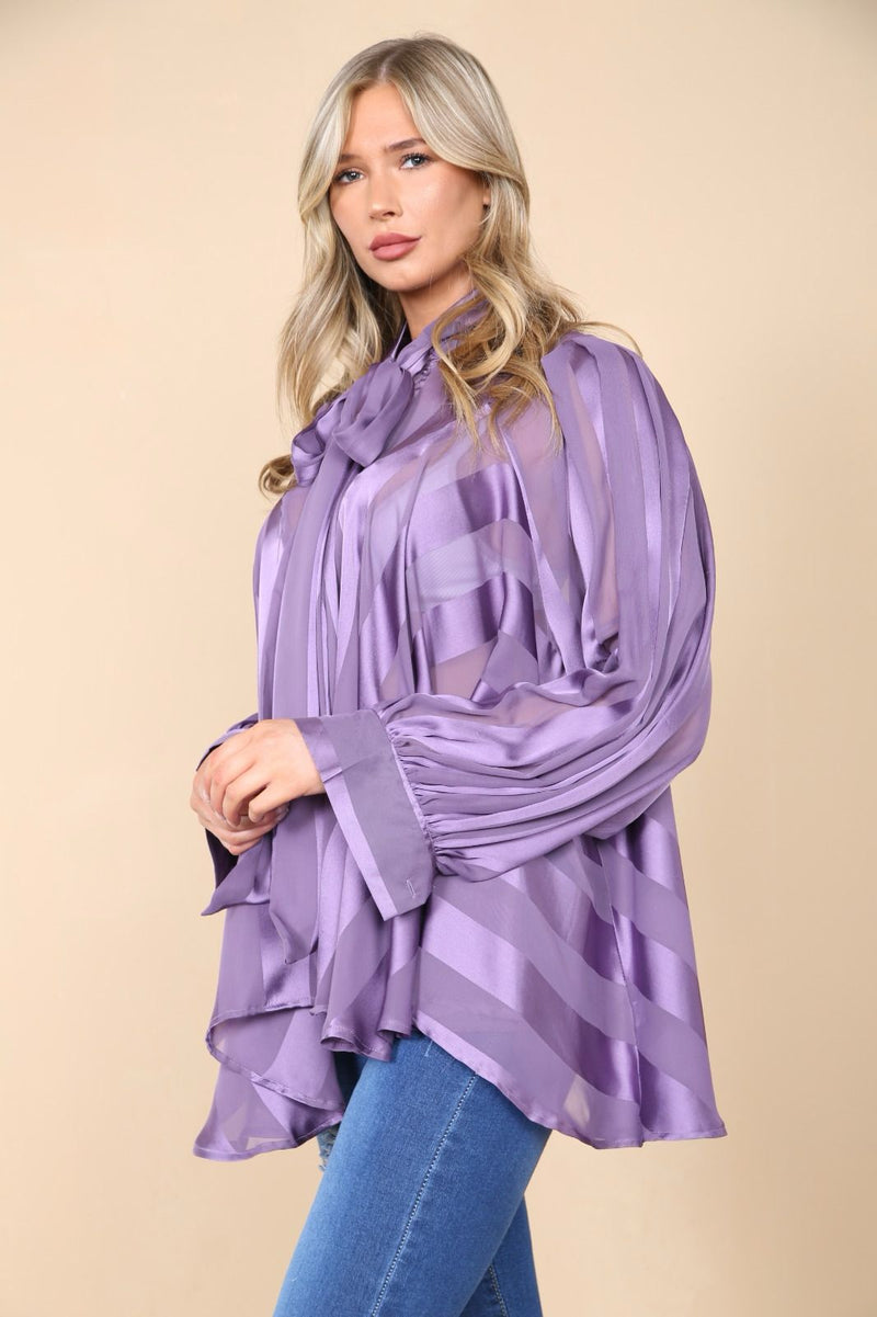 Puple Pussy Bow Blouse