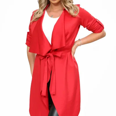 Red Waterfall Belted Jacket