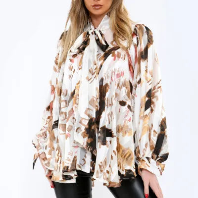 White and Brown Oversize Blouse