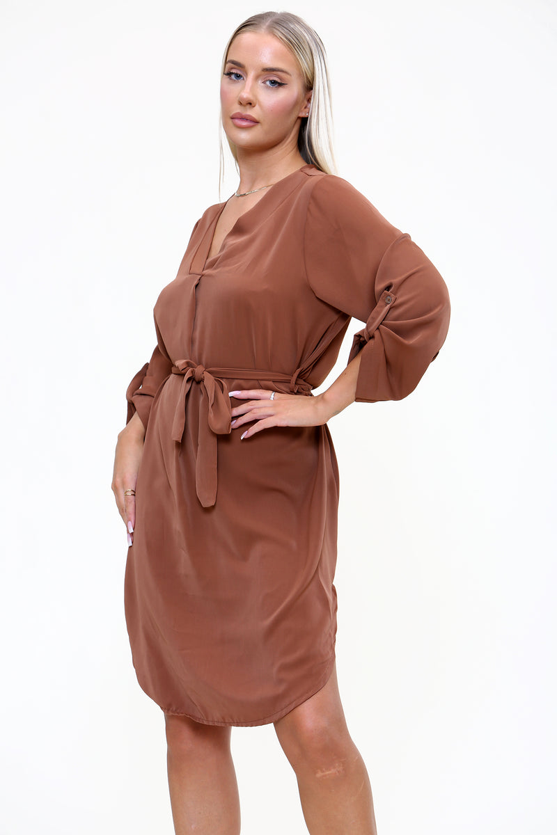Belted Shirt Dress Mid length 3 colours