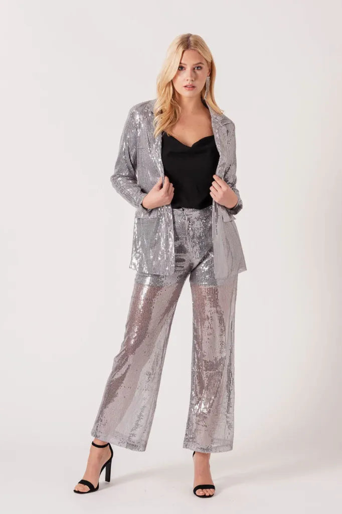 Silver Sequin Suit