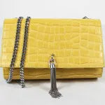 Yellow Croc Tassel Shoulder Bag